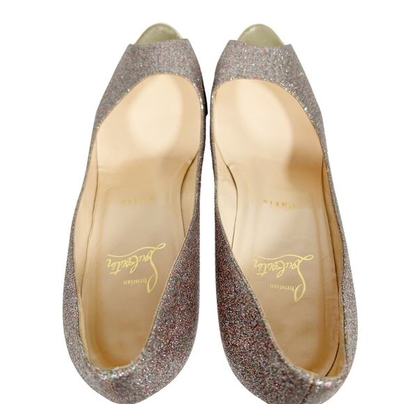 CHRISTIAN LOUBOUTIN Peep Toe Glitter Heels - Picture 9 of 11